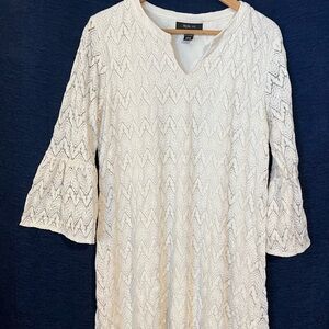 Cream Lace Tunic with Bell Sleeves